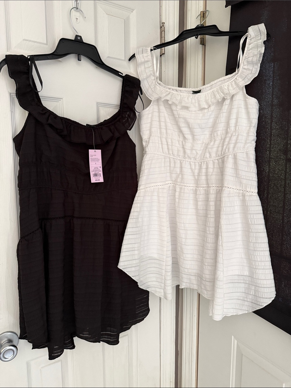 wild fable Black and White Ruffle Neck Mini Dresses.